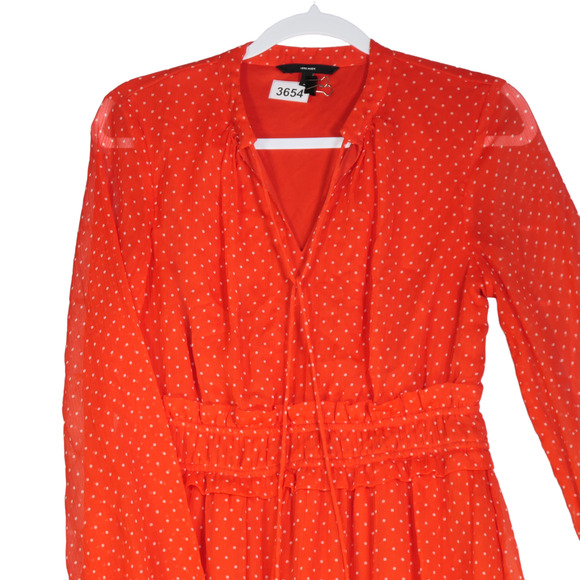 Vero Moda Orange Dress Womens Medium Sheer Sleeves Smocked Waist Lightweight - Picture 2 of 13